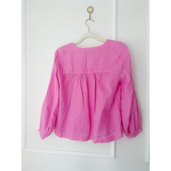 H by Halston Pink Linen Long Sleeve Blouse Size S - Picture 2 of 8